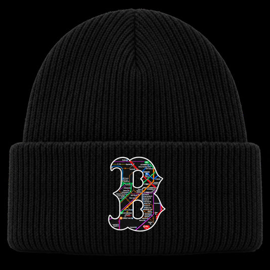 Boston B Transit Map black beanie