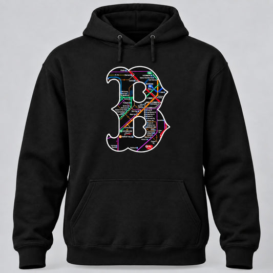 Boston B Transit Map black hoodie