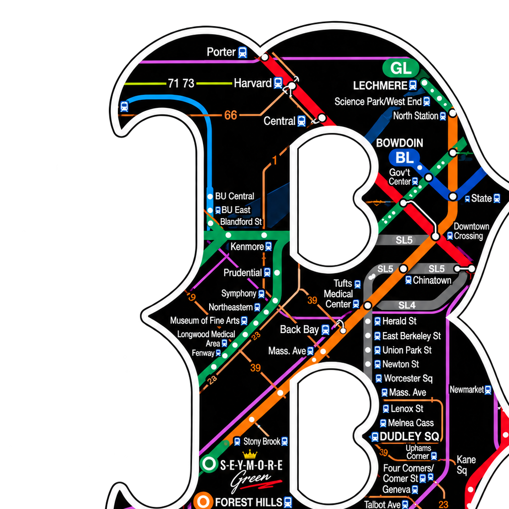 Boston B Transit Map Emblem artwork