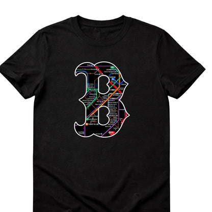 Boston B Transit Map black T-shirt alternate view